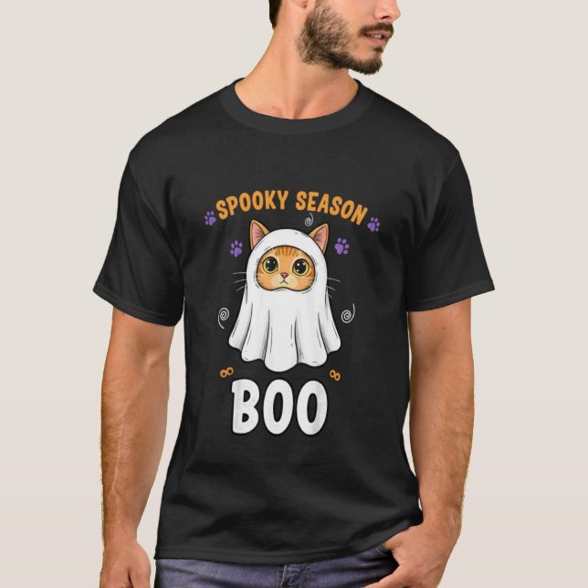 Camiseta engraçada de gato fantasma fofo meme de H (Frente)