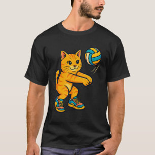Camiseta engraçada de gato fofo fã de voleibol Tre