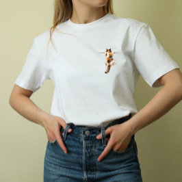 Camiseta engraçada de gato malhado Pendure-se lá