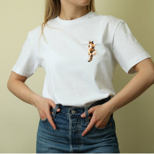 Camiseta engraçada de gato malhado Pendure-se lá