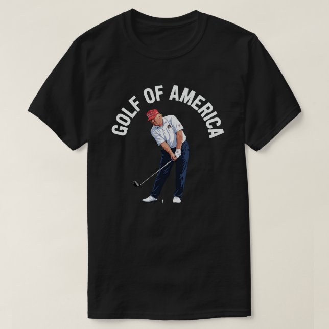 Camiseta Engraçada de Golfe da América Donald Trum (Frente do Design)