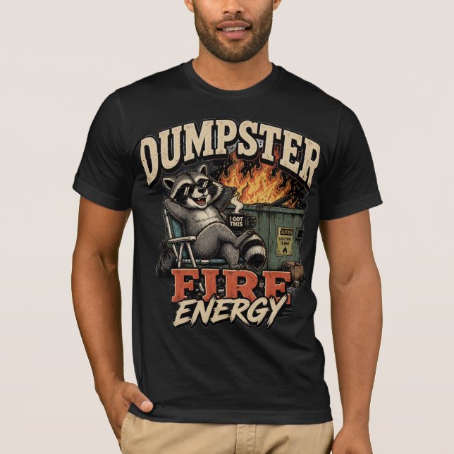 Camiseta Engraçada de Guaxinim com Energia de Lixe (Frente)