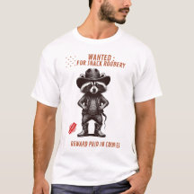 Camiseta Engraçada de Guaxinim Cowboy - Procurado 
