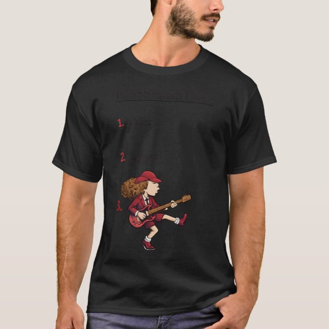 Camiseta engraçada de guitarra de rock de necessid (Frente)