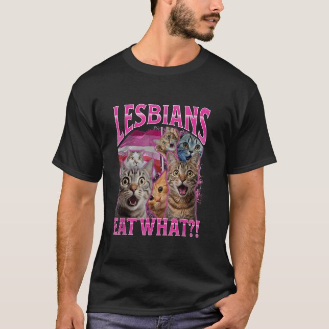 Camiseta Engraçada de Lésbicas Dona de Gato Lésbic (Frente)