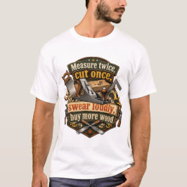 Camiseta engraçada de marcenaria - Meça duas vezes