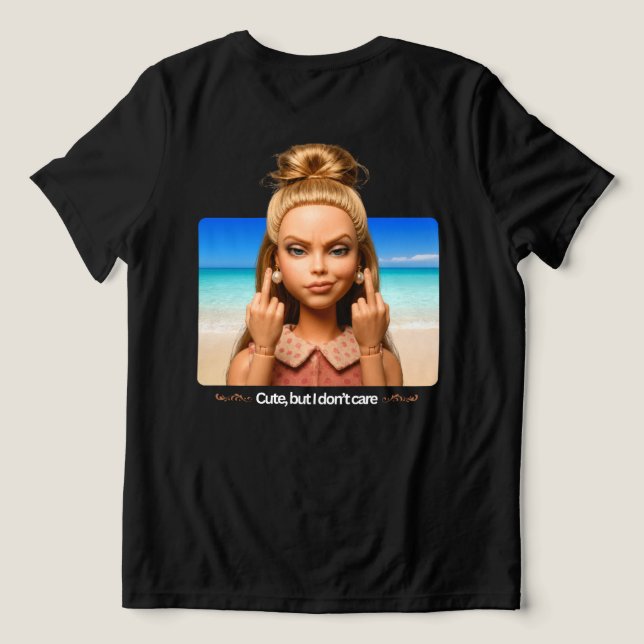 Camiseta engraçada de meme de praia 'Fofa mas não  (Verso do Design )