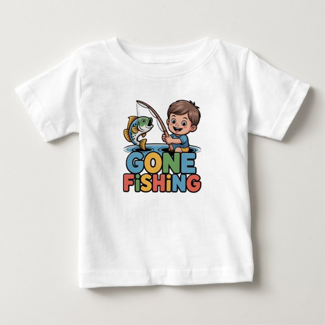 Camiseta engraçada de menino pescando (Frente)