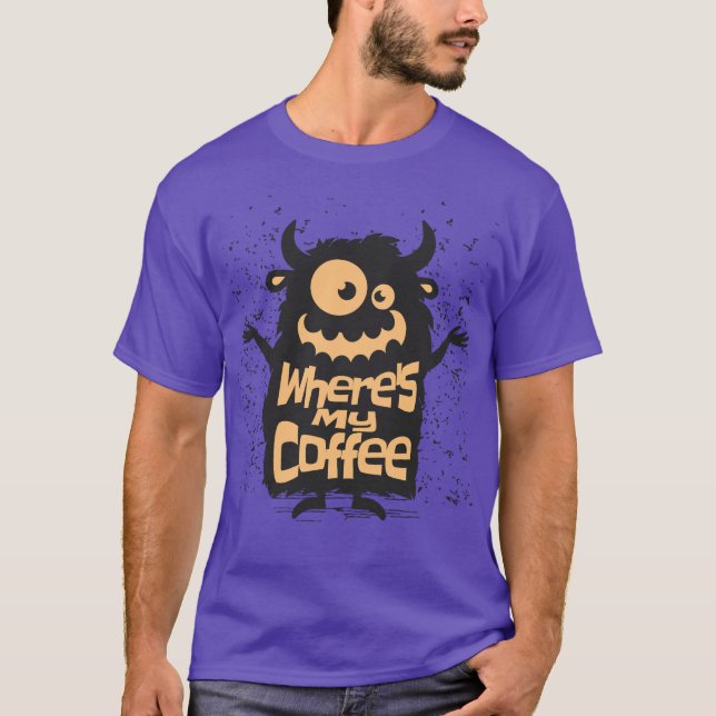 Camiseta engraçada de monstro de café de Halloween (Frente)