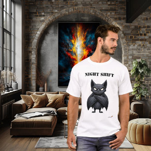 Camiseta Engraçada de Morcego do Turno da Noite