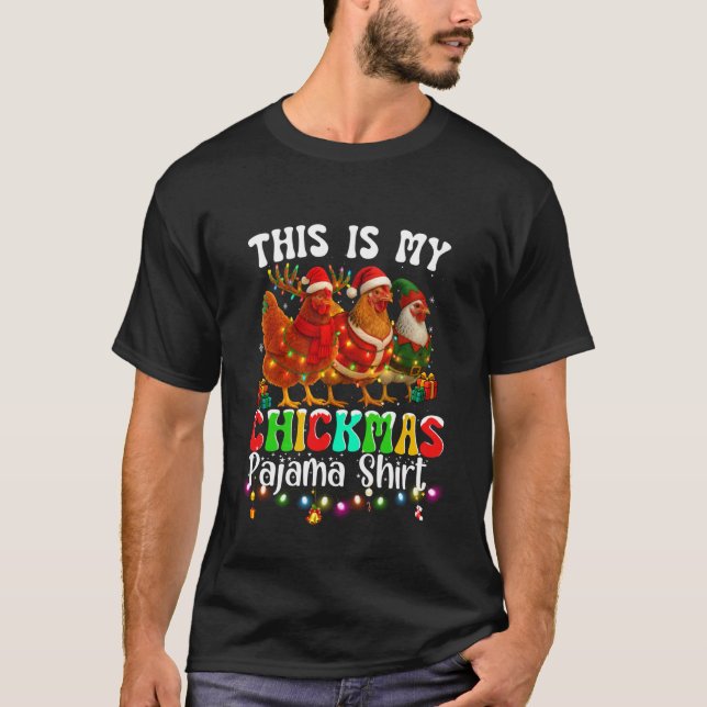Camiseta Engraçada de Natal de Frango Esta é Minha (Frente)