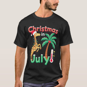 Camiseta engraçada de Natal em julho Santa Girafa 