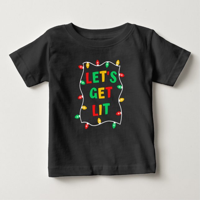 Camiseta engraçada de Natal Let's Get Lit (Frente)