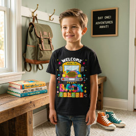 Camiseta engraçada de ônibus escolar para meninos