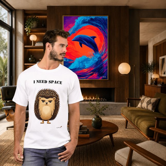 Camiseta Engraçada de Ouriço 'Preciso de Espaço' (Criador carregado)