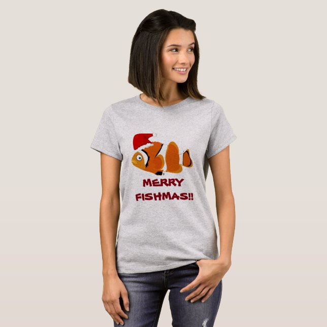 Camiseta Engraçada de Peixe Feliz (Frente Completa)