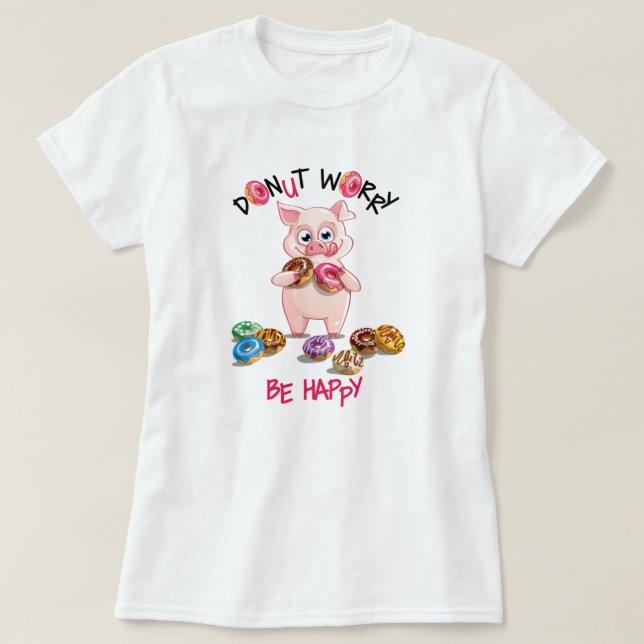 Camiseta engraçada de porco e donut com trocadilho (Frente do Design)
