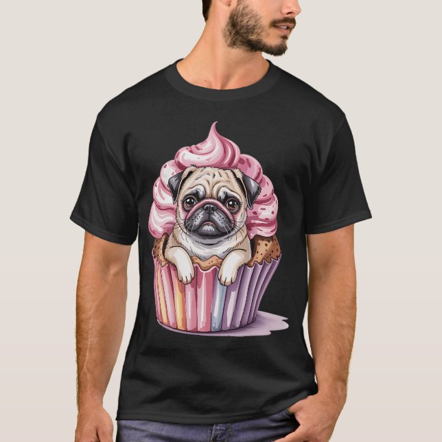 Camiseta engraçada de pug com óculos de sol para a (Frente)