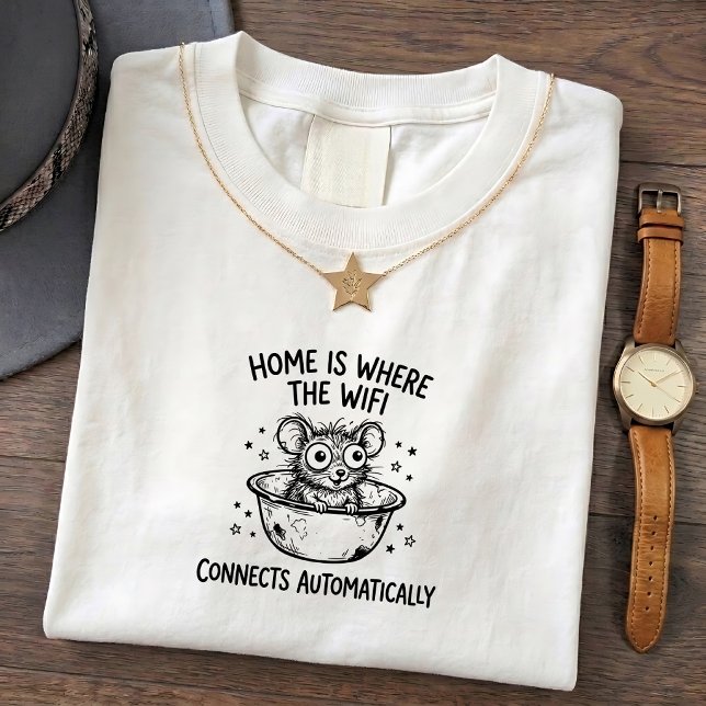Camiseta engraçada de rato wifi em casa (Criador carregado)