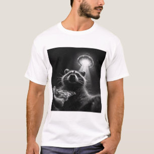 Camiseta engraçada de selfie de pizza de guaxinim
