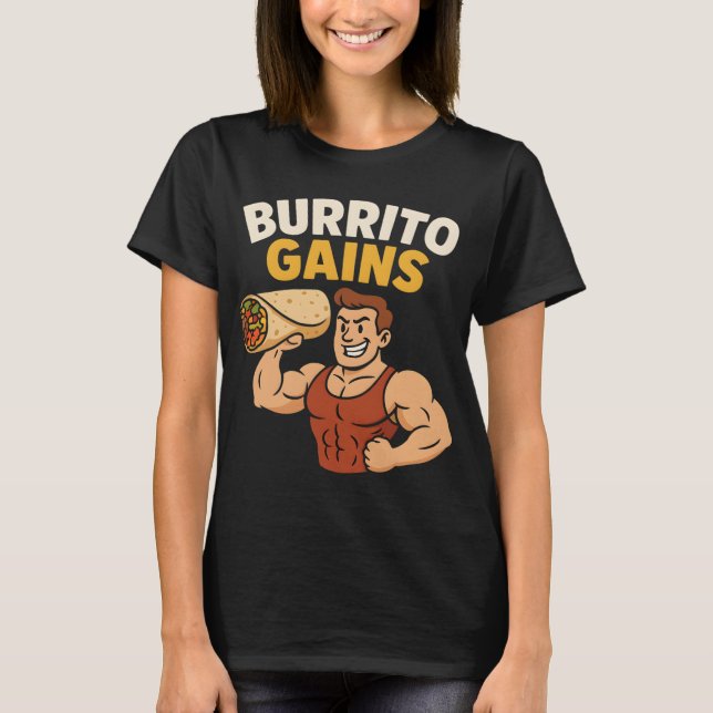 Camiseta Engraçada de Treino 'Cute Burrito Gains'  (Frente)