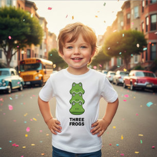 Camiseta engraçada de três rãs empilhadas para cri