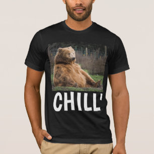CAMISETA ENGRAÇADA DE URSO CINZENTO 'CHILL'