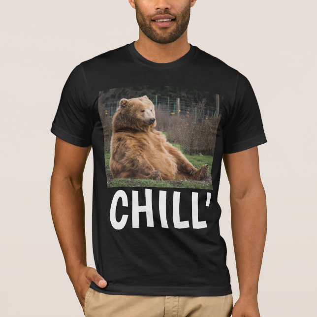 CAMISETA ENGRAÇADA DE URSO CINZENTO 'CHILL' (Frente)