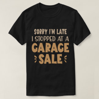 Camiseta engraçada de venda de garagem, preta e ma