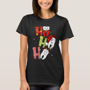 Camiseta Engraçada Dental Reindeer Hat Papai Noel Ho Ho Ho