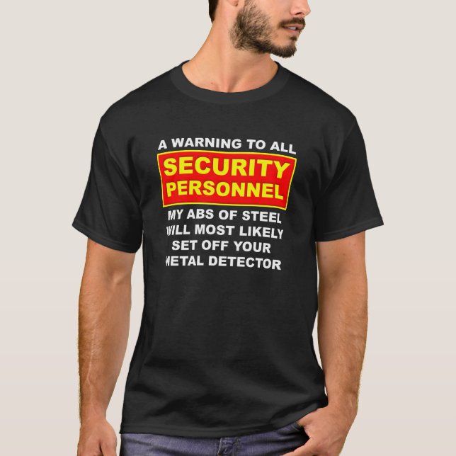 Camiseta engraçada detector de metal preta (Frente)
