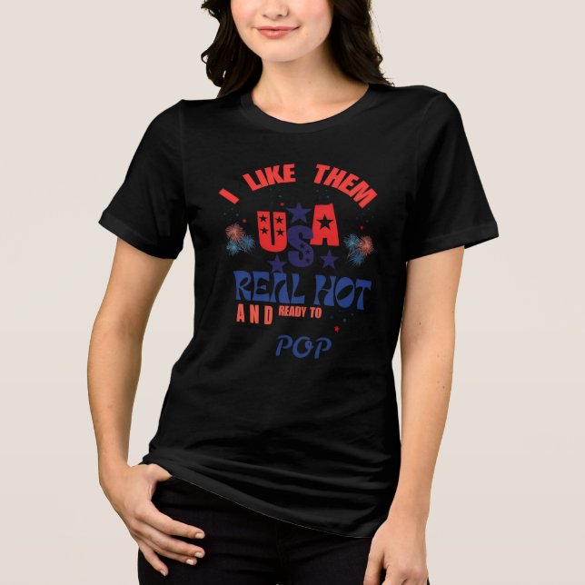 Camiseta engraçada do 4 de julho Vermelho Branco & (Frente)