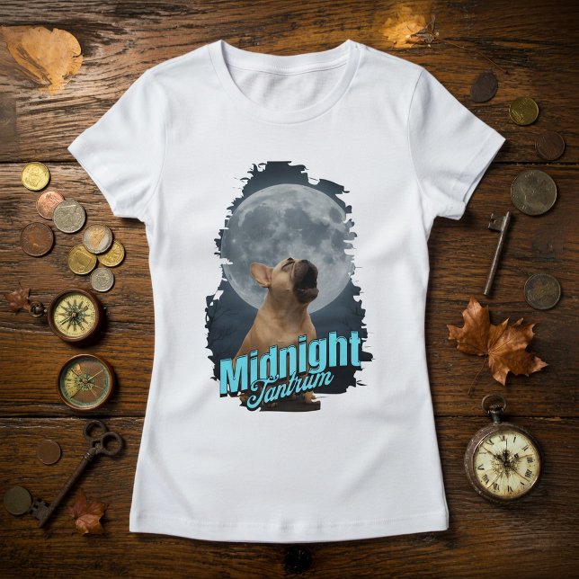 Camiseta engraçada do Bulldog Francês uivando (Criador carregado)