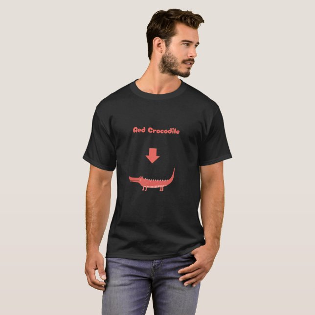 Camiseta engraçada do crocodilo vermelho T-Shirt (Frente Completa)