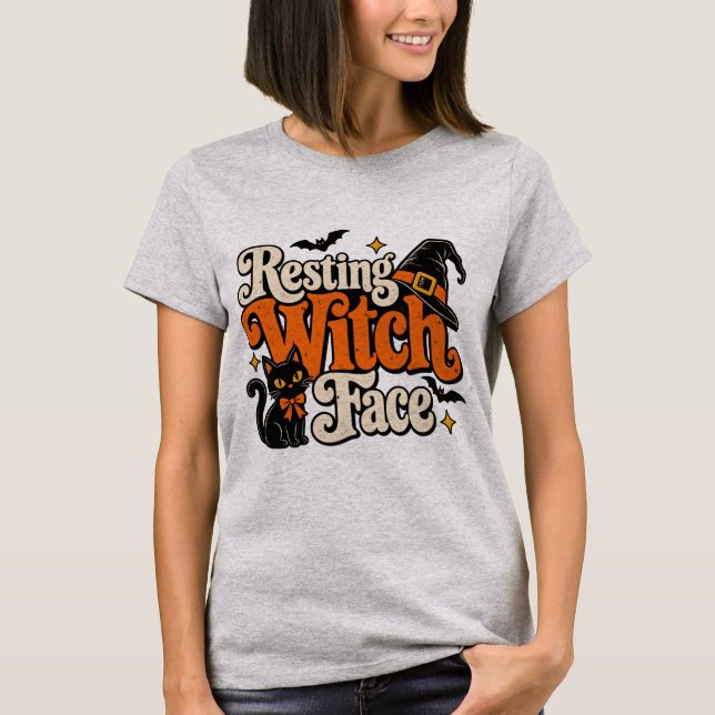 Camiseta engraçada do Dia das Bruxas com rosto de  (Frente)