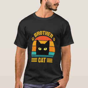 Camiseta engraçada do irmão gato preto retrô Irmão