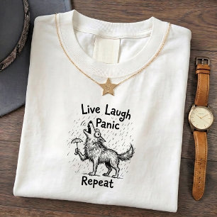 Camiseta engraçada do lobo uivando com humor, risa