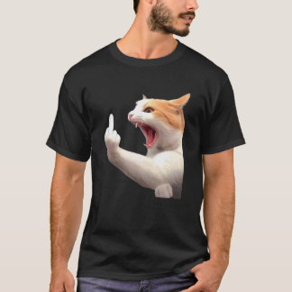 Camiseta engraçada do meme do dedo do meio do gato