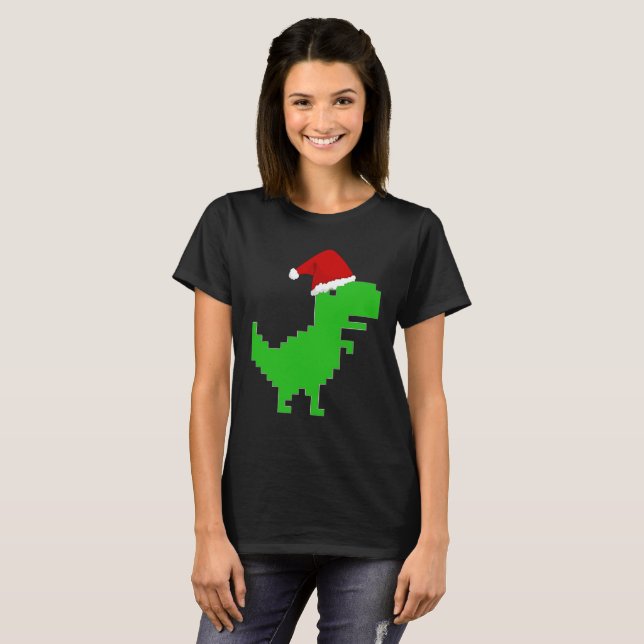 Camiseta engraçada do Papai Noel T-Rex (Frente Completa)