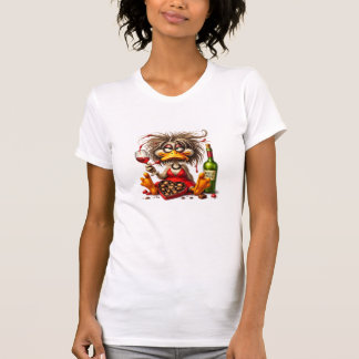 Camiseta engraçada do pato rabugento vinho e choco