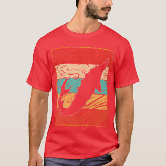 Camiseta engraçada do pôr do sol esturjão retrô do