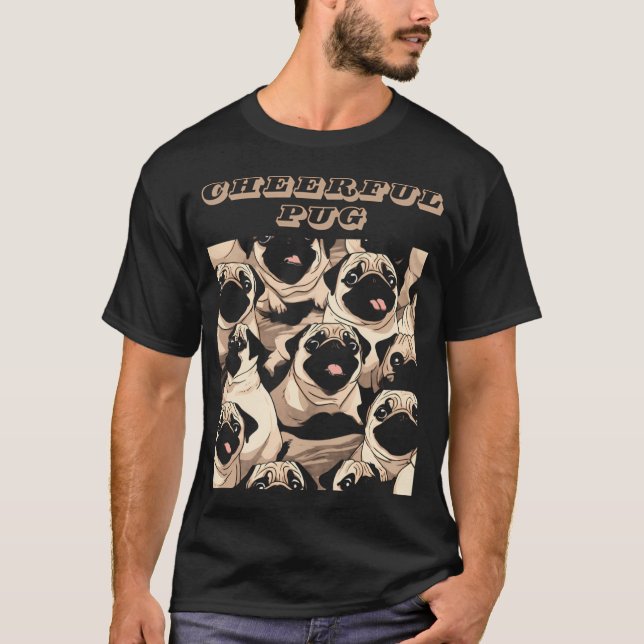 camiseta engraçada do pug alegre (Frente)