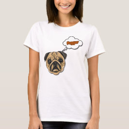 Camiseta engraçada do pug com nuvem de pensamento