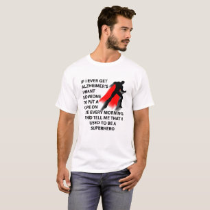 Camiseta engraçada do super-herói de Alzheimer