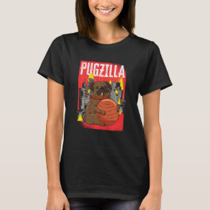 Camiseta Engraçada E Bonita Pugzilla Giant Pug Dog Bregs S