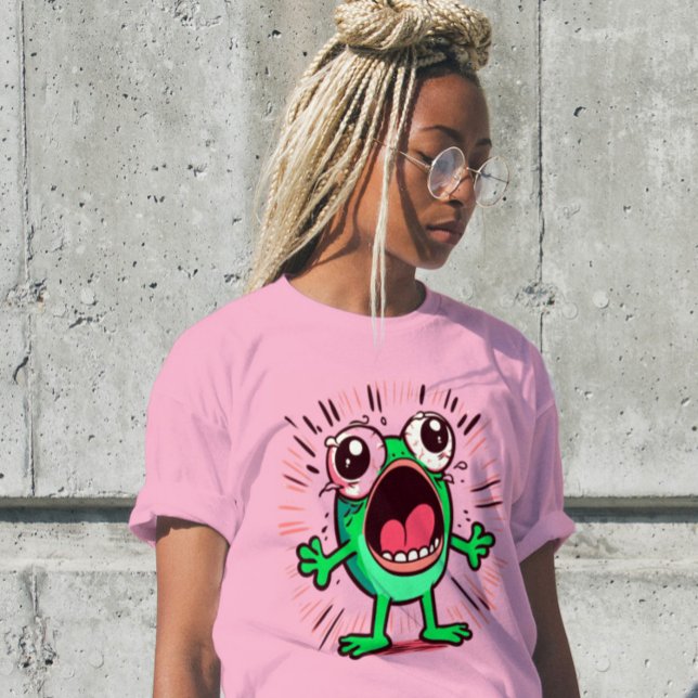 Camiseta Engraçada e moderna exibição de Sapo, dá uma camis (Criador carregado)