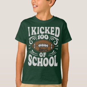 Camiseta Engraçada Escola 100º Dia Meninos Piada de futebol