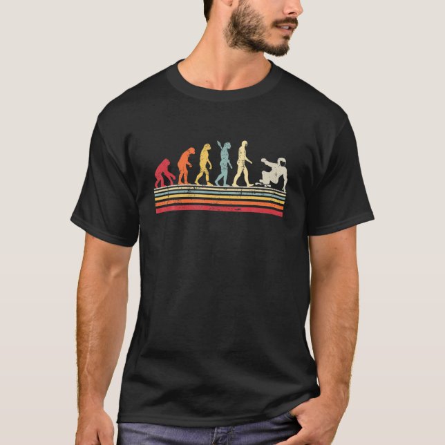 Camiseta Engraçada Evolução De Longboard Do Homem Vintage R (Frente)
