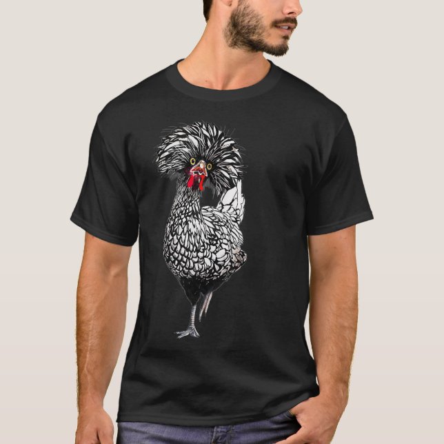 Camiseta Engraçada Fazenda de galinha de galinha polonesa (Frente)