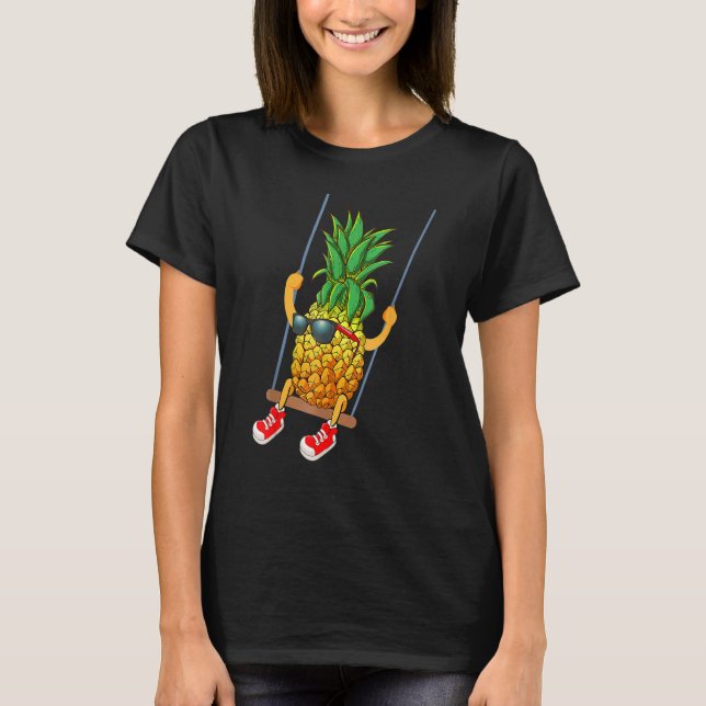 Camiseta Engraçada Fruta De Ananás De Abacaxi Animada Cu (Frente)